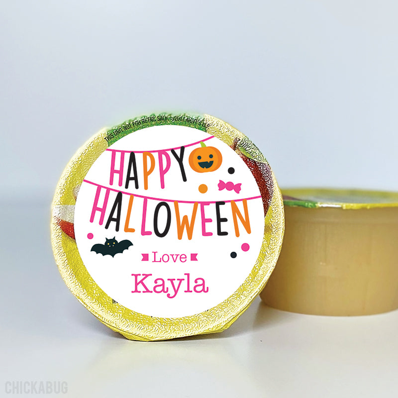 Pink Happy Halloween Banner Stickers