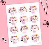Pink Happy Halloween Banner Stickers