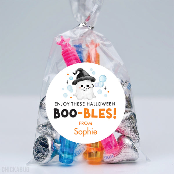 Cute Ghost "BOO-bles" Halloween Bubble Stickers
