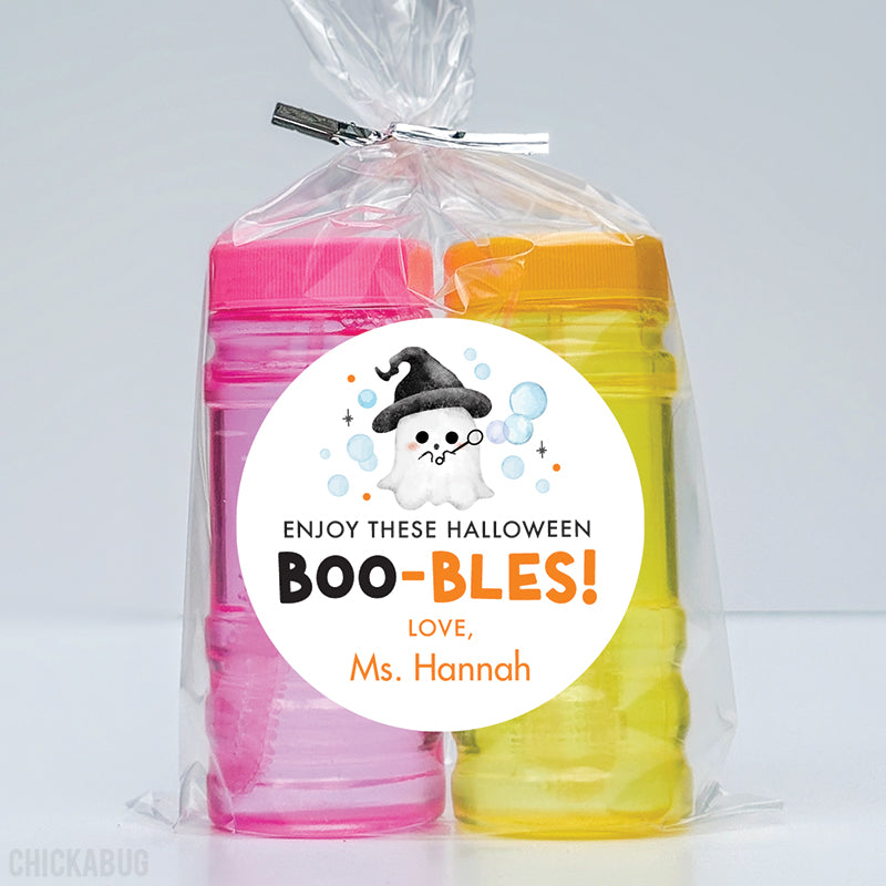 Cute Ghost "BOO-bles" Halloween Bubble Stickers