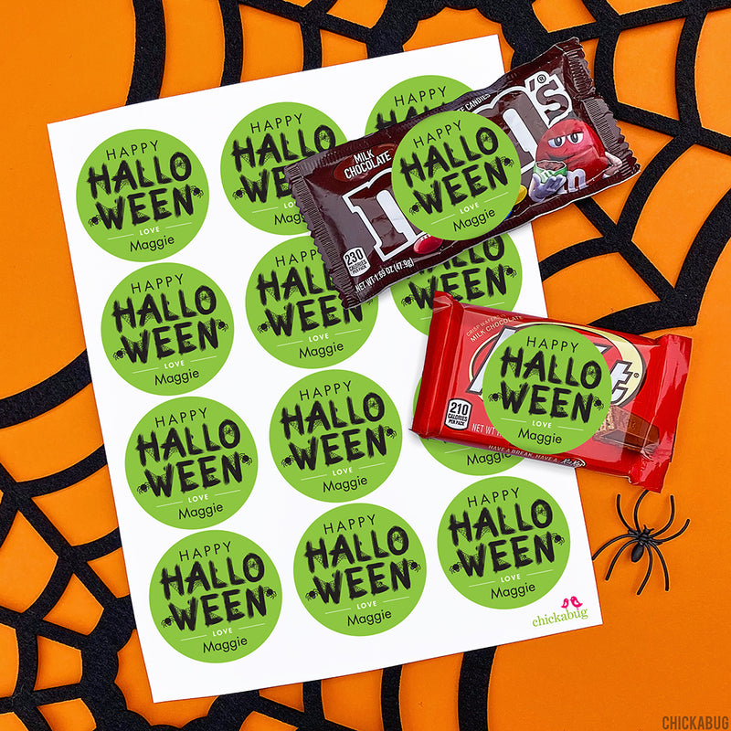 Spiderwebs "Happy Halloween" Stickers