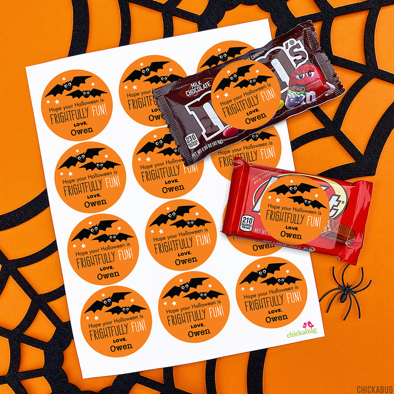 "Frightfully Fun" Halloween Bat Stickers
