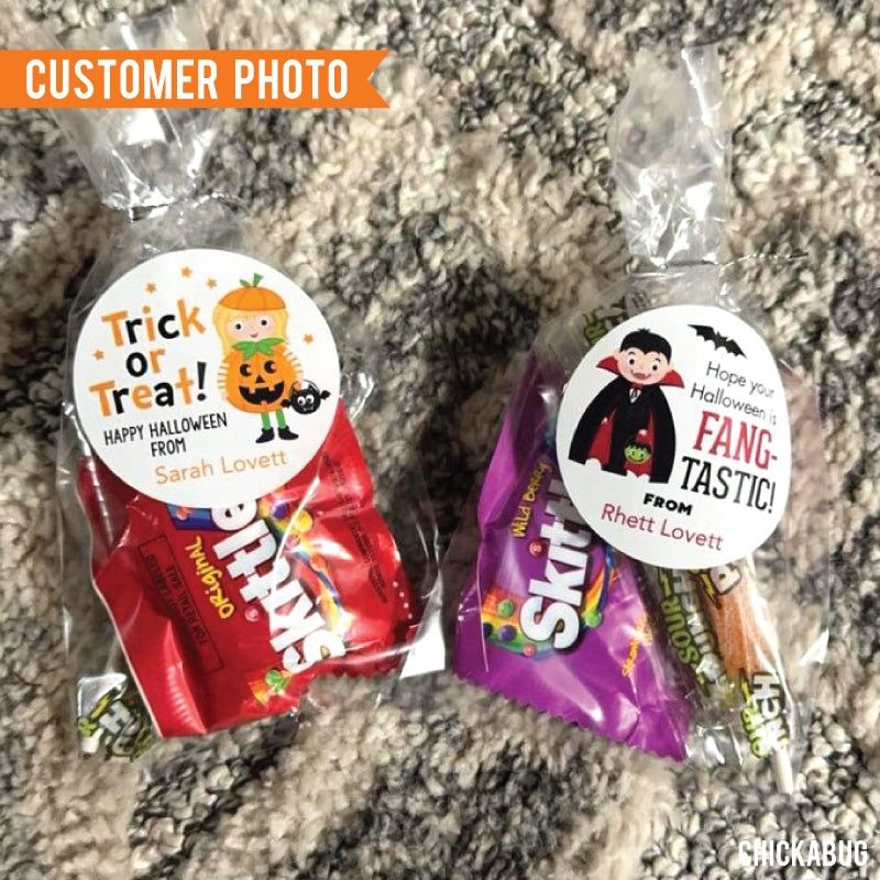 "Trick or Treat" Girl Halloween Stickers - Blonde Hair