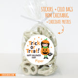 "Trick or Treat" Girl Halloween Stickers - Dark Hair