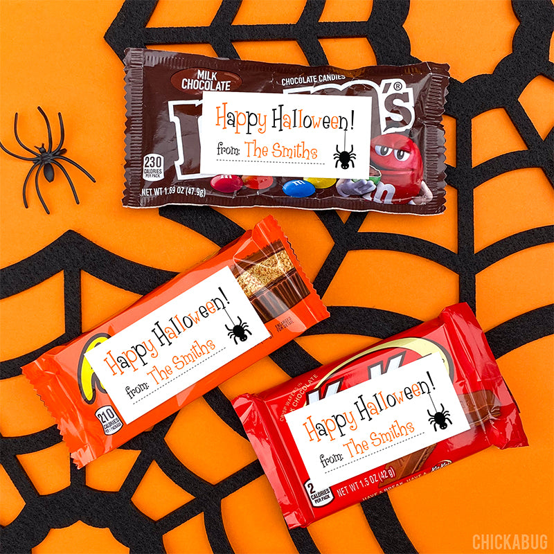 Dangling Spider Halloween Labels