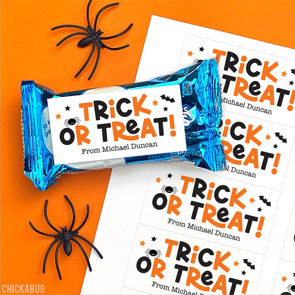 "Trick or Treat" Halloween Snack Labels