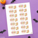 Pink "Trick or Treat" Rice Treat Halloween Labels