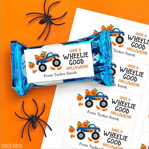 Monster Truck "Wheelie Good Halloween" Labels