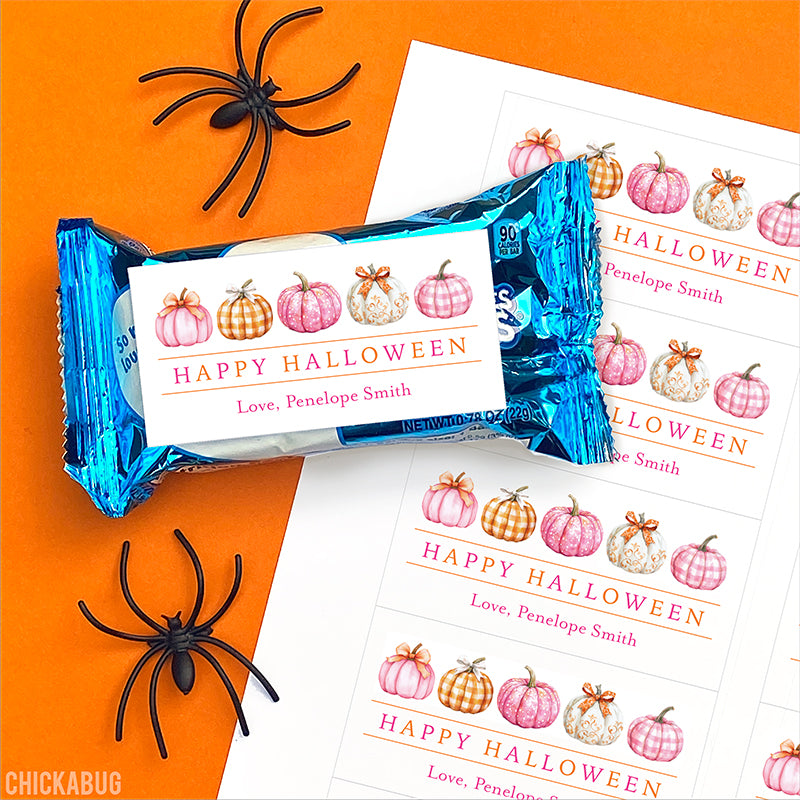 Pretty Pink Pumpkins Halloween Labels