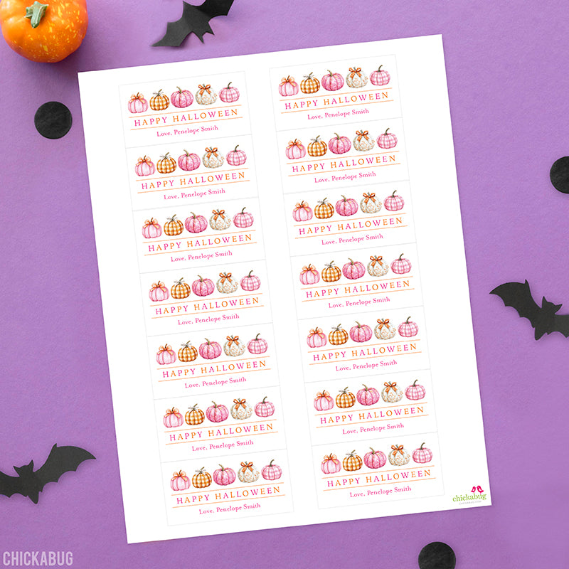 Pretty Pink Pumpkins Halloween Labels