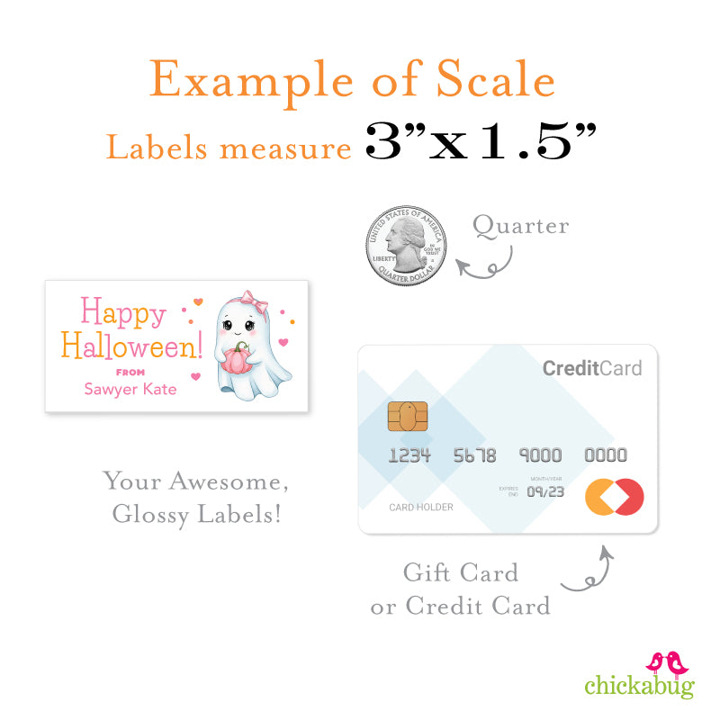 Cute Pink Ghost Halloween Labels
