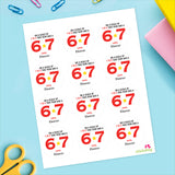 Red "On a Scale of 1 to 5 This Year Was a 6 7" End of School Stickers