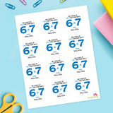 Blue "On a Scale of 1 to 5 This Year Was a 6 7" End of School Stickers