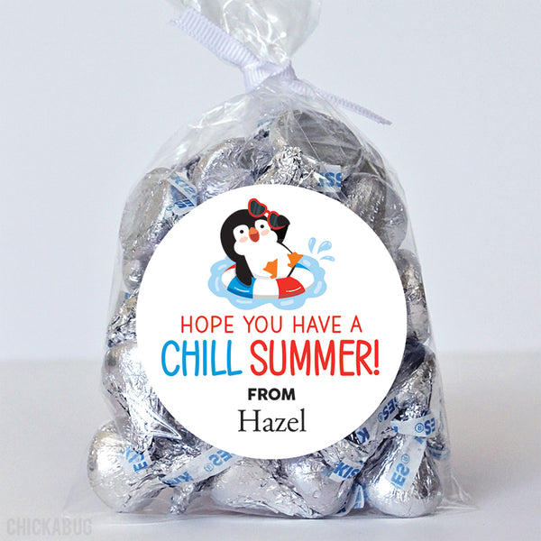 "Chill Summer" Penguin Last Day of School Stickers