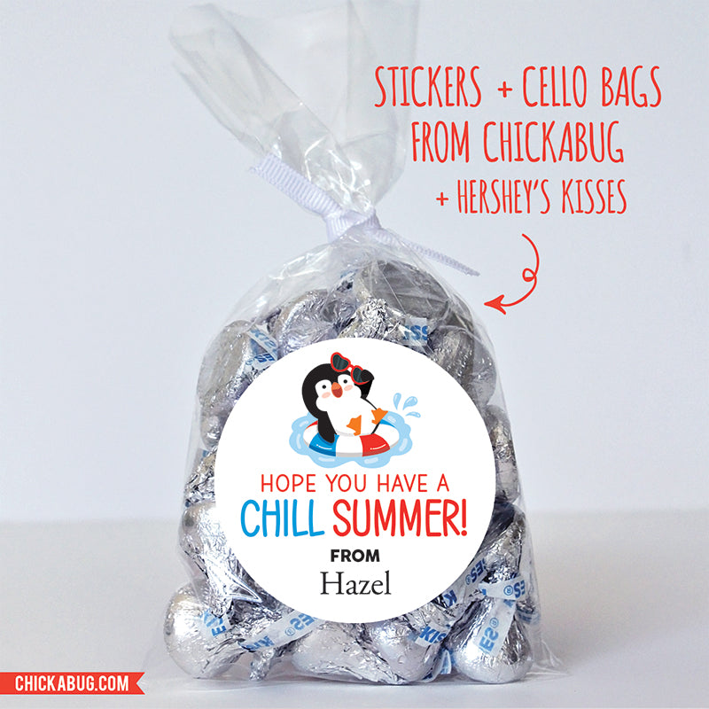 "Chill Summer" Penguin Last Day of School Stickers