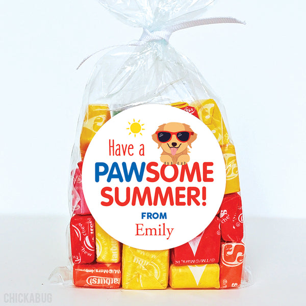 "Pawsome Summer" Puppy Last Day of School Stickers
