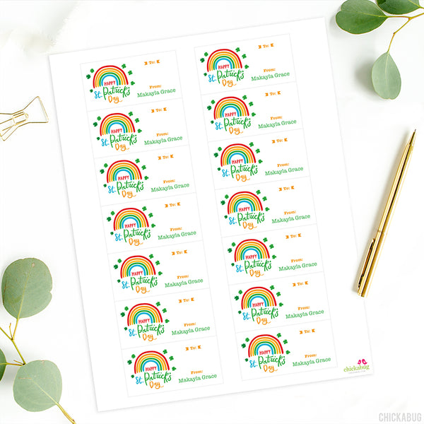 Hand Drawn Rainbow St. Patrick's Day Gift Labels