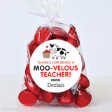 "Moo-velous" Cow Teacher Appreciation Stickers