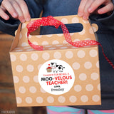 "Moo-velous" Cow Teacher Appreciation Stickers