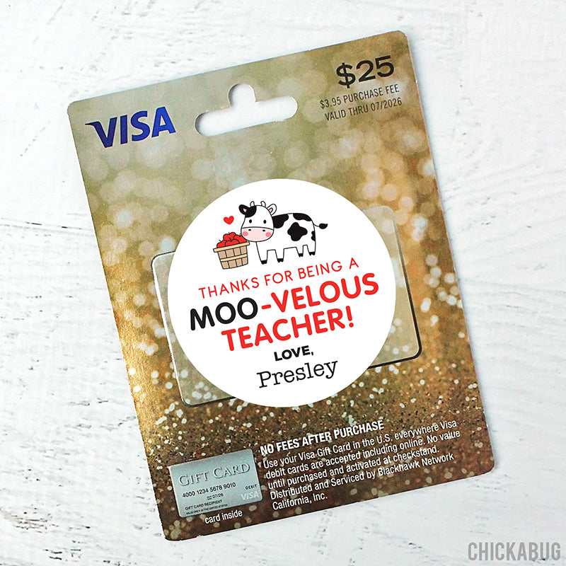 "Moo-velous" Cow Teacher Appreciation Stickers