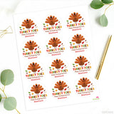 "Turkey Toes" Thanksgiving Stickers