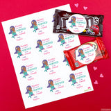 African-American Mermaid Valentine Stickers