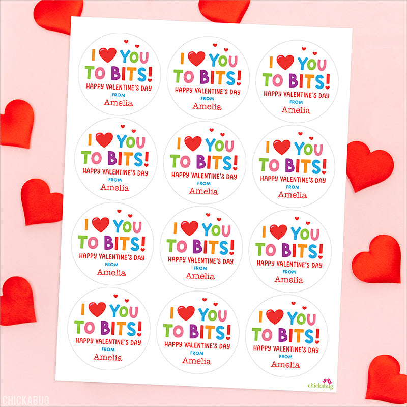 "I Love You To Bits" Valentine's Day Stickers