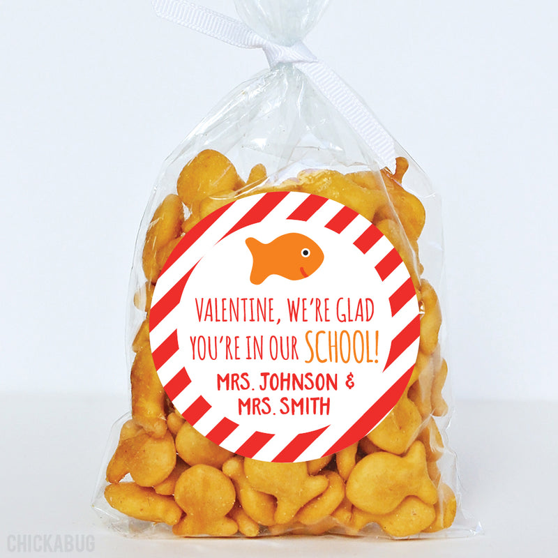 Goldfish "Glad You're In My School"  Valentine's Day Stickers