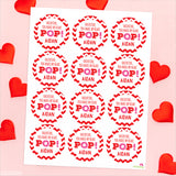"You Make My Heart Pop"  Valentine's Day Stickers