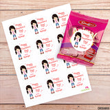 Cute Girl Valentine's Day Stickers - Black Hair in Pigtails