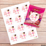 Ballerina Valentine's Day Stickers - Black Hair