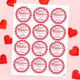"Hugs and Kisses" Valentine's Day Stickers