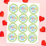 "You Worm My Heart" Valentine's Day Stickers