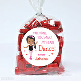 Little Girl Dancer Valentine's Day Stickers - African-American Dancer