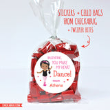 Little Girl Dancer Valentine's Day Stickers - African-American Dancer