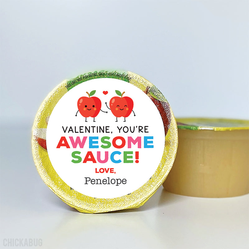 "Awesome-sauce" Applesauce Valentine's Day Stickers