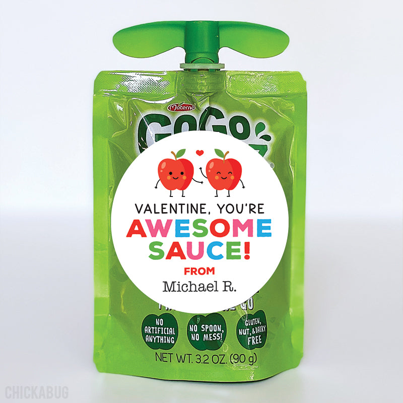 "Awesome-sauce" Applesauce Valentine's Day Stickers