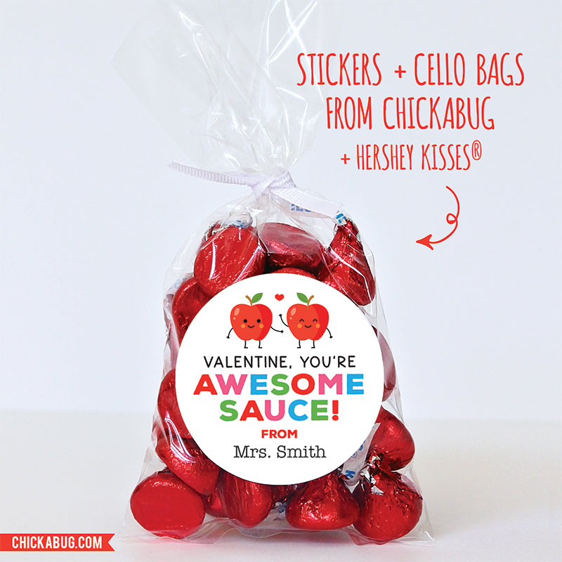 "Awesome-sauce" Applesauce Valentine's Day Stickers