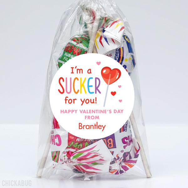 "Sucker For You" Lollipop Valentine's Day Stickers