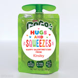 "Hugs and Squeezes" Applesauce Valentine's Day Stickers