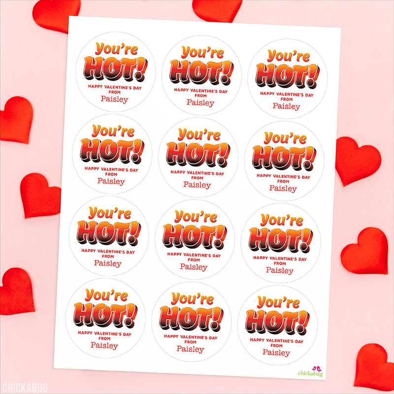 "You're Hot!" Valentine's Day Stickers