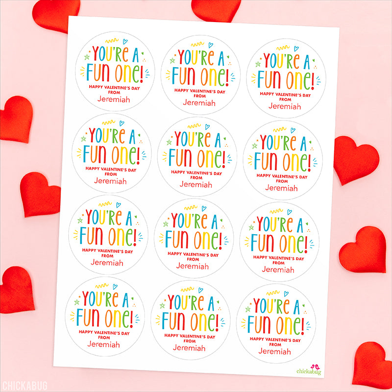 "You're a Fun One" Valentine's Day Stickers