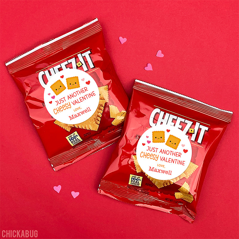 "Another Cheesy Valentine" Valentine's Day Stickers