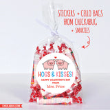 "Hogs and Kisses" Pigs Valentine's Day Stickers