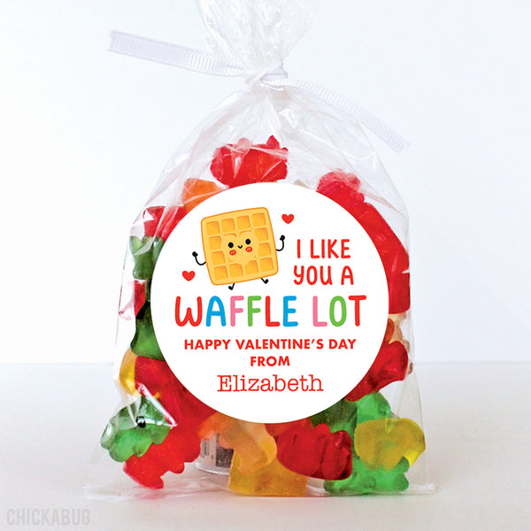 "I Like You A Waffle Lot" Valentine's Day Stickers