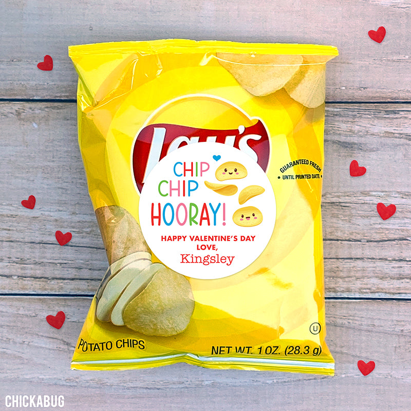 "Chip Chip Hooray" Potato Chips Valentine's Day Stickers