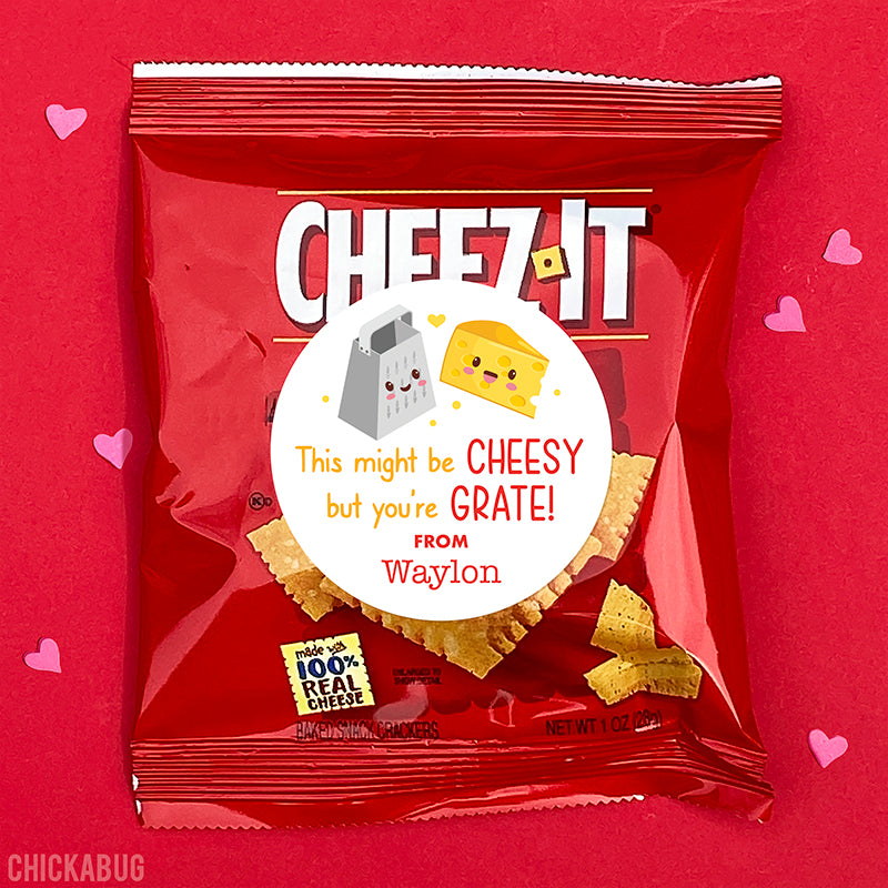 "This Might Be Cheesy But You're Grate" Valentine's Day Stickers