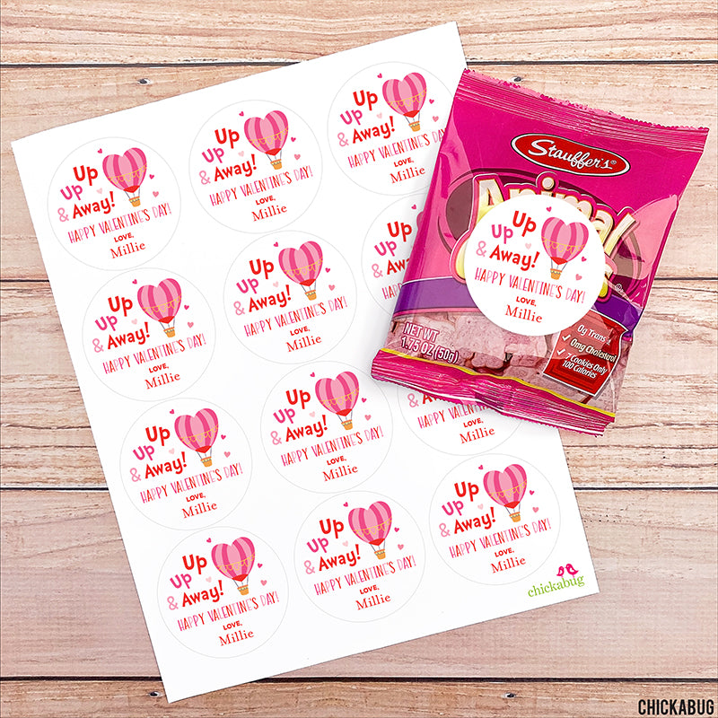 Hot Air Balloon Valentine's Day Stickers