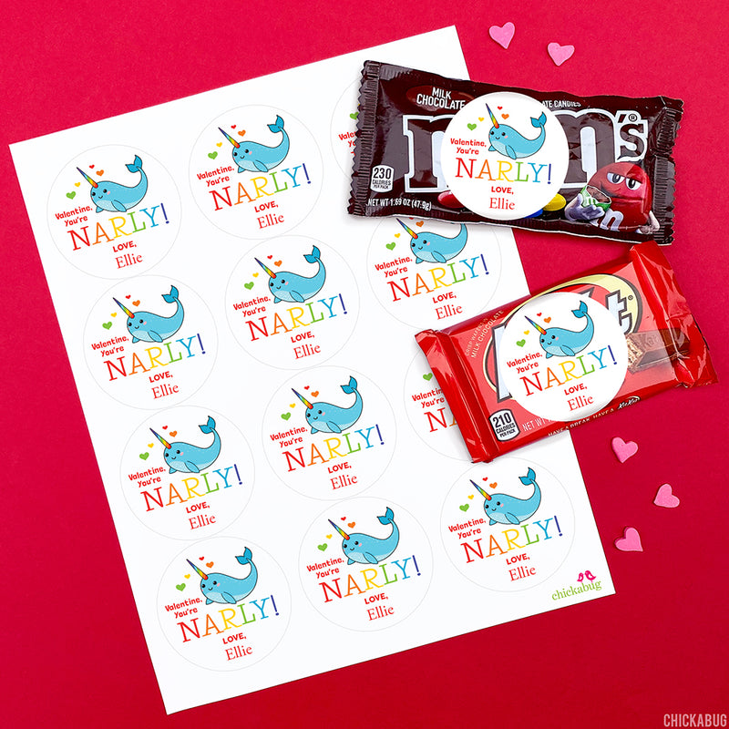 Narwhal Valentine's Day Stickers