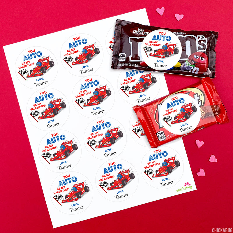 Race Car Driver Valentine's Day Stickers